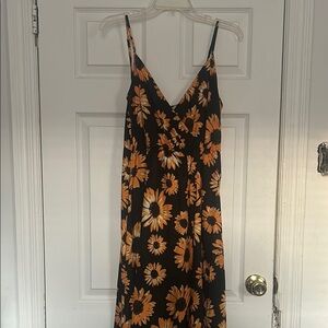 SHEIN Black and Orange Sunflower Maxi Dress